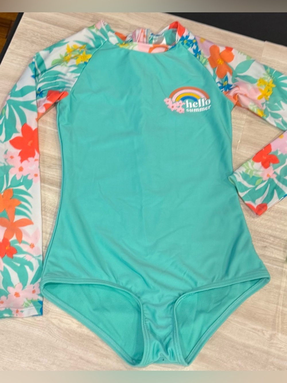 Set of 2 - Floral Rash Guard Swim Suit- size Medium (8) ➕ Swim Tee (NWT)! - Picture 14 of 15